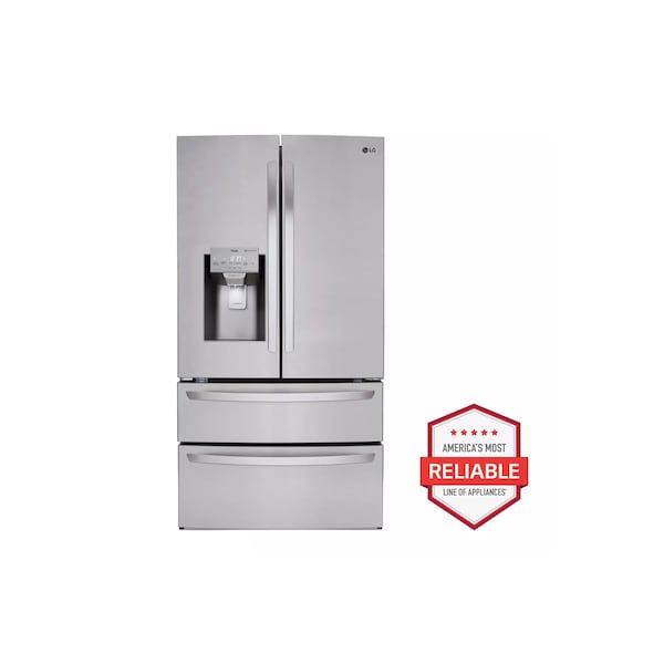 Lg 28 cu.ft. Smart Wi-Fi Enabled 4-Door French Door Stainless Steel Refrigerator LMXS28626S - main